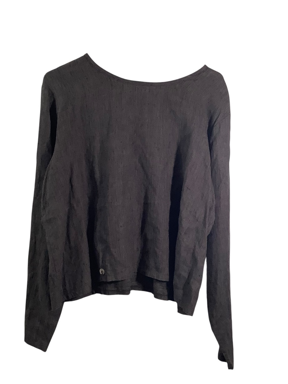 Just Jef Relaxed Scoop Neck Black Long-Sleeve Top 100% Linen